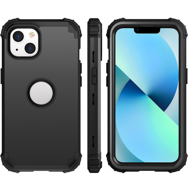 

For iPhone 14 3 in 1 Shockproof Phone Case (Black)