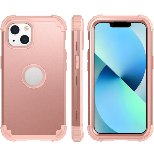 

For iPhone 14 Plus 3 in 1 Shockproof Phone Case (Rose Gold)