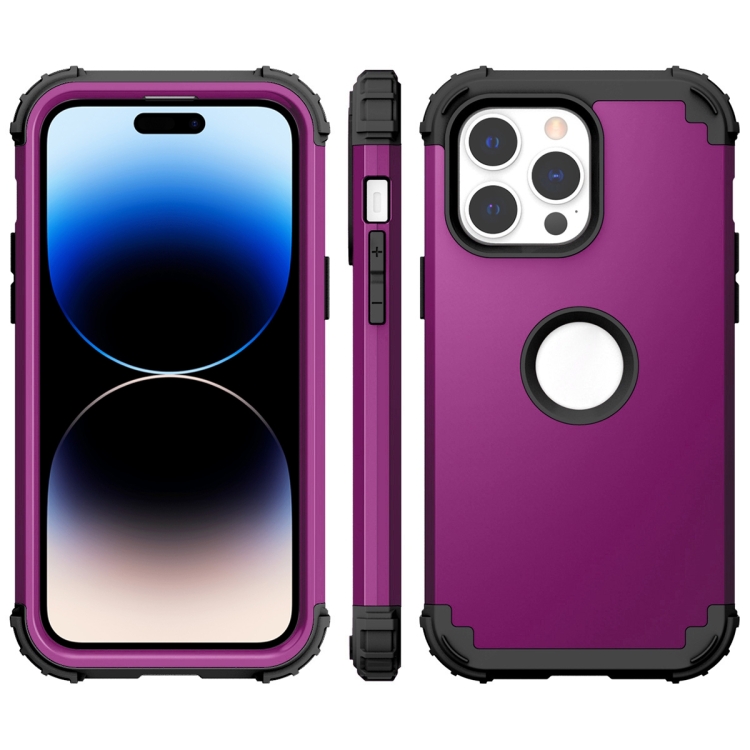 

For iPhone 14 Pro Max 3 in 1 Shockproof Phone Case (Dark Purple)