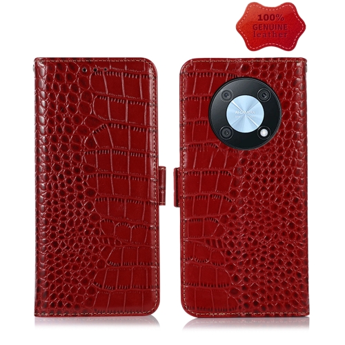 

For Huawei Nova Y90/Enjoy 50 Pro Crocodile Top Layer Cowhide Leather Phone Case(Red)