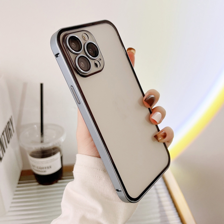 

Buckle Frosted Glass Phone Case For iPhone 13 Pro(Sierra Blue)