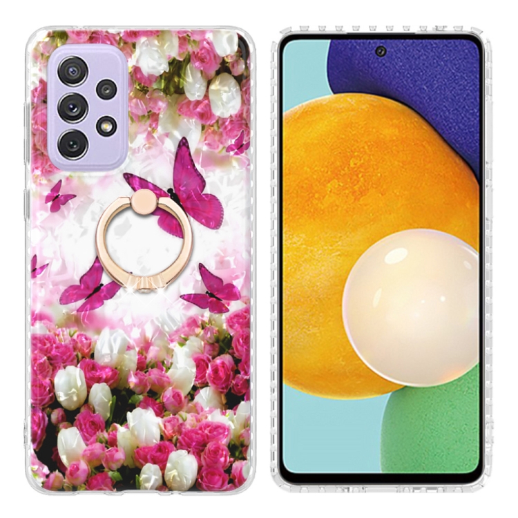 

For Samsung Galaxy A33 5G Ring Holder 2.0mm Airbag TPU Phone Case(Dancing Butterflies)