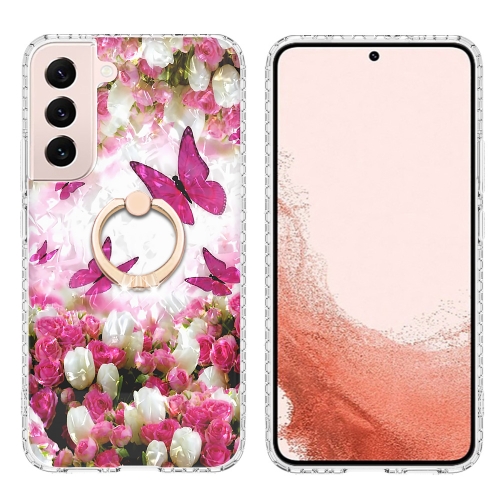 

For Samsung Galaxy S22+ 5G Ring Holder 2.0mm Airbag TPU Phone Case(Dancing Butterflies)