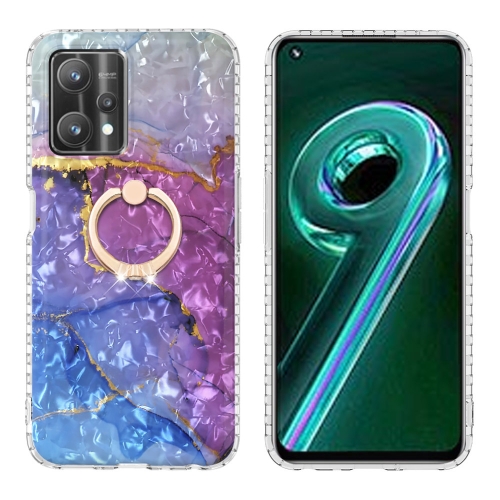 

For Realme 9 Pro+ 5G / 9 4G Ring Holder 2.0mm Airbag TPU Phone Case(Blue Purple Marble)