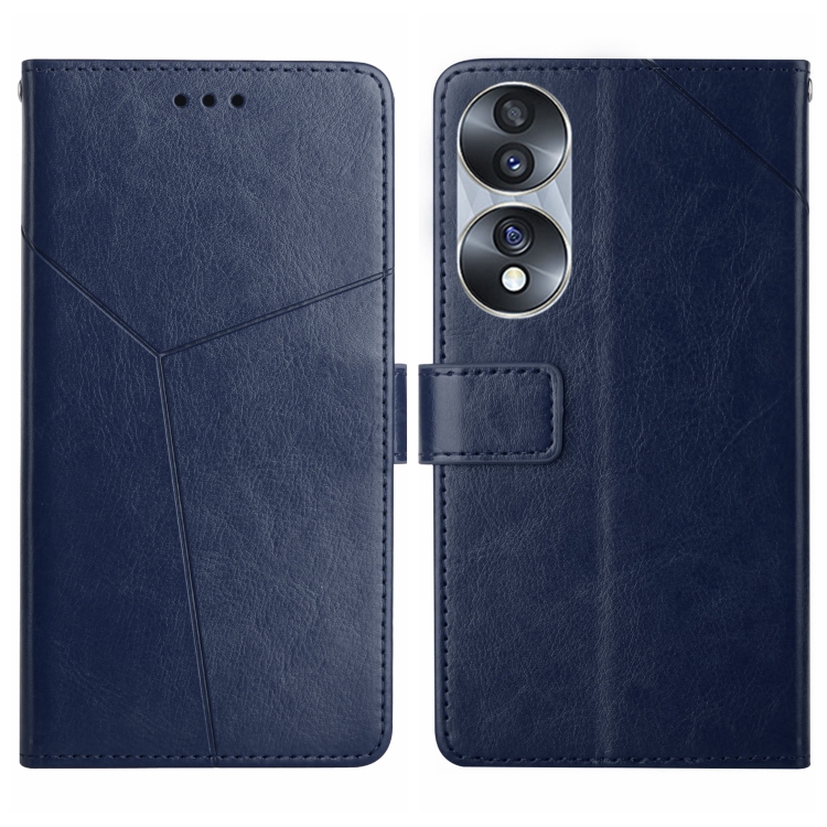 

For Honor 70 HT01 Y-shaped Pattern Flip Leather Phone Case(Blue)
