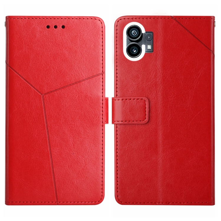 

For Nothing Phone 1 HT01 Y-shaped Pattern Flip Leather Phone Case(Red)