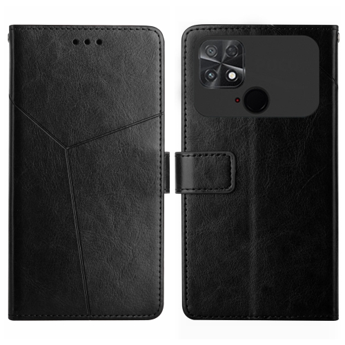 

For Xiaomi Poco C40 HT01 Y-shaped Pattern Flip Leather Phone Case(Black)