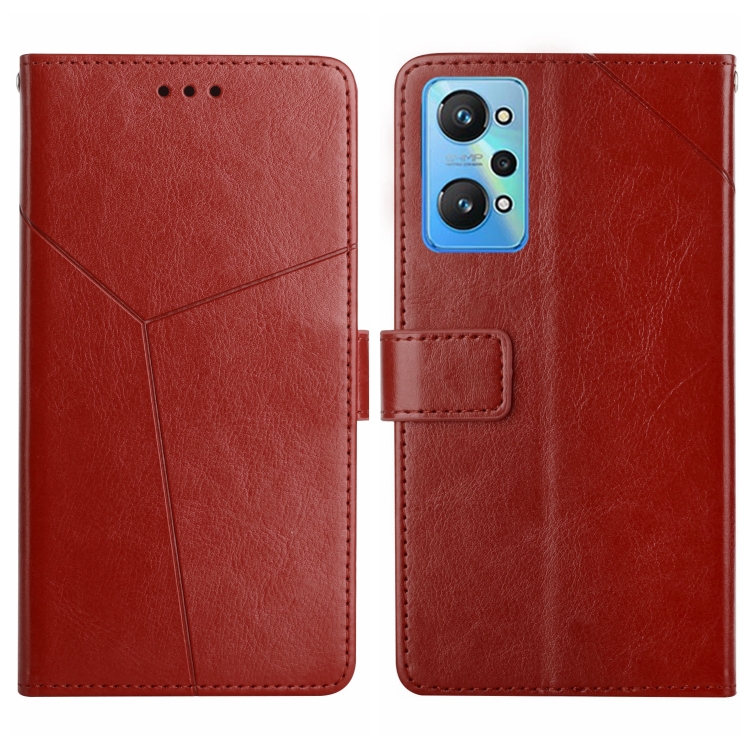 

For Realme GT Neo2 HT01 Y-shaped Pattern Flip Leather Phone Case(Brown)