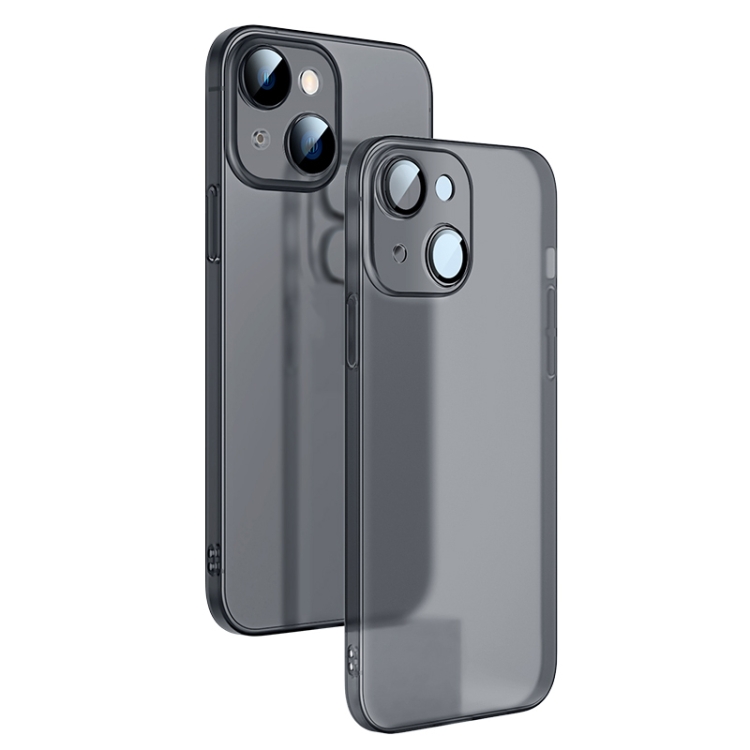 

For iPhone 14 Plus Camera Protector Translucent Frosted PC Phone Case (Black)