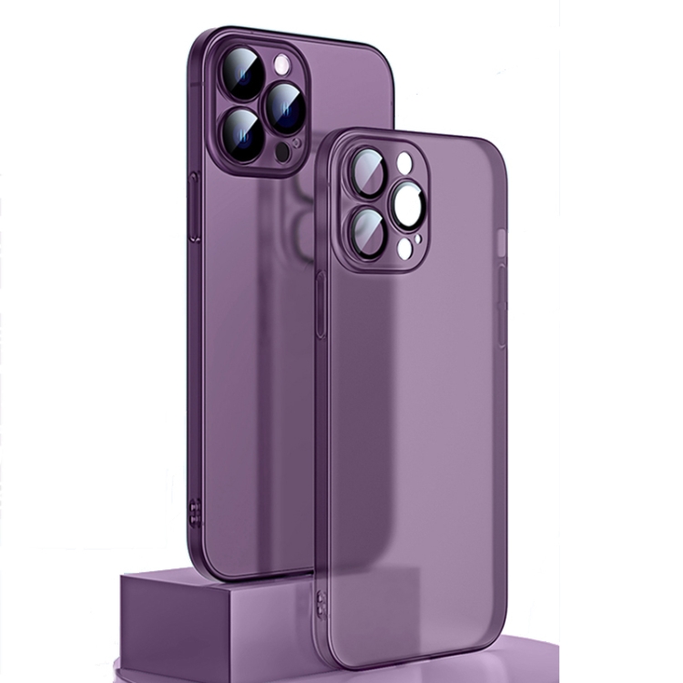 

For iPhone 14 Pro Camera Protector Translucent Frosted PC Phone Case (Purple)