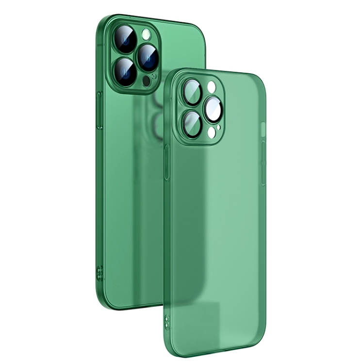 

For iPhone 13 Pro Max Camera Protector Translucent Frosted PC Phone Case (Green)