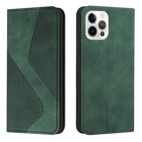 

For iPhone 14 Skin Feel Magnetic S-type Solid Color Leather Phone Case Pro Max(Green)