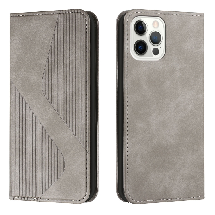 

For iPhone 14 Skin Feel Magnetic S-type Solid Color Leather Phone Case Pro(Grey)