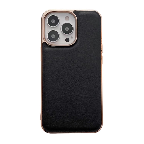 

For iPhone 14 Pro Genuine Leather Xiaoya Series Nano Electroplating Phone Case(Black)