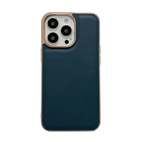 

Genuine Leather Xiaoya Series Nano Electroplating Phone Case For iPhone 14 Pro Max(Dark Green)