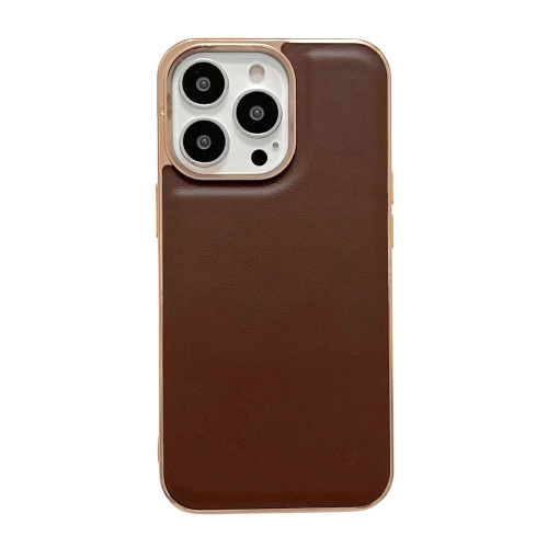 

Genuine Leather Xiaoya Series Nano Electroplating Phone Case For iPhone 13 Pro(Coffee)