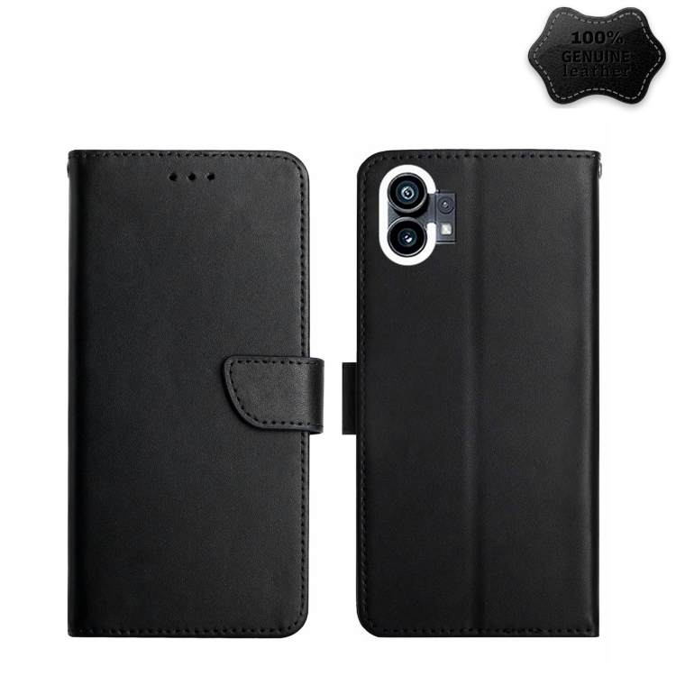 

For Nothing Phone 1 Genuine Leather Fingerprint-proof Horizontal Flip Phone Case(Black)