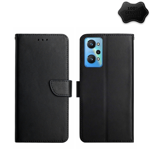 

For Realme GT Neo2 Genuine Leather Fingerprint-proof Horizontal Flip Phone Case(Black)