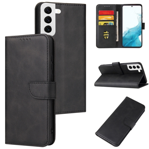 

For Samsung Galaxy S22 5G Calf Texture Buckle Flip Leather Phone Case(Black)