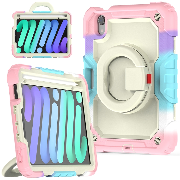 

For iPad mini 6 Bracelet Holder Silicone + PC Tablet Case(Colorful Pink)
