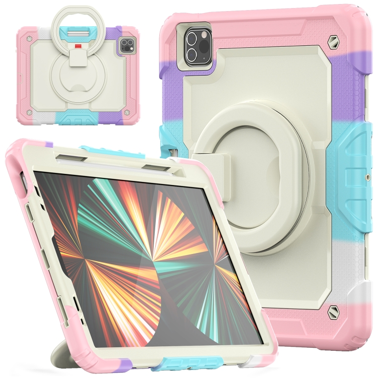 

Bracelet Holder Silicone + PC Tablet Case For iPad Pro 11(Colorful Pink)