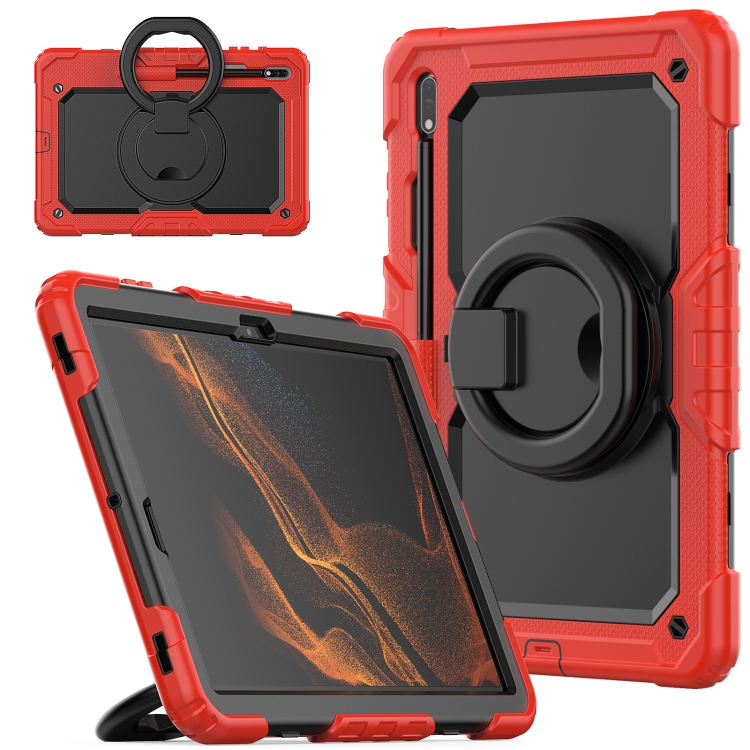 

For Samsung Galaxy Tab S8+ / S7+ Bracelet Holder Silicone + PC Tablet Case(Red)