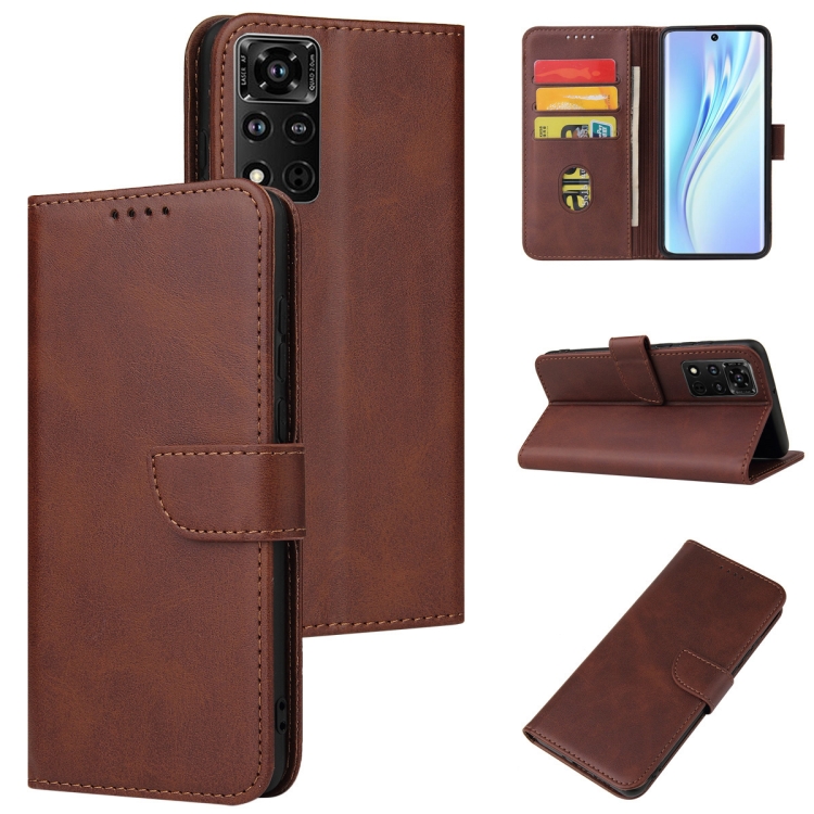 

For Honor V40 5G Calf Texture Buckle Flip Leather Phone Case(Brown)