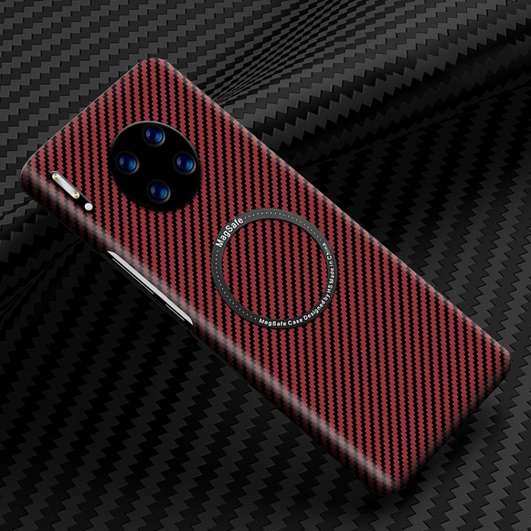 

For Huawei Mate 30 Pro Magnetic Magsafe Carbon Fiber Texture Shockproof Phone Case(Red)