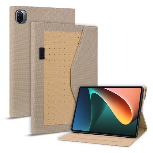 

For Xiaomi Pad 5 Business Storage Leather Tablet Case(Khaki)