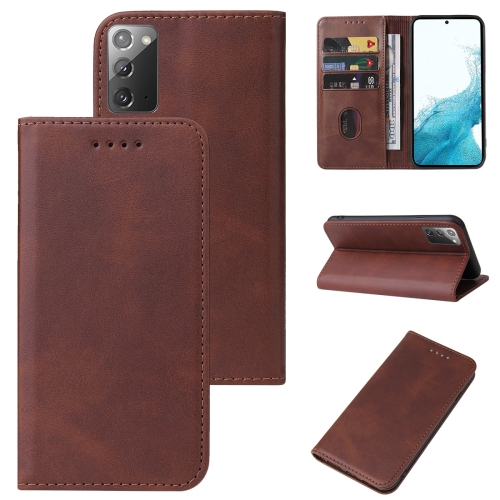 

For Samsung Galaxy A03s Calf Texture Magnetic Flip Leather Phone Case(Brown)