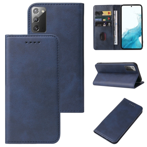 

For Samsung Galaxy A03s Calf Texture Magnetic Flip Leather Phone Case(Blue)