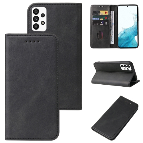 

For Samsung Galaxy A33 5G Calf Texture Magnetic Flip Leather Phone Case(Black)