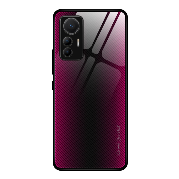 

For Xiaomi 12 Lite Texture Gradient Glass Protective Case(Rose Red)