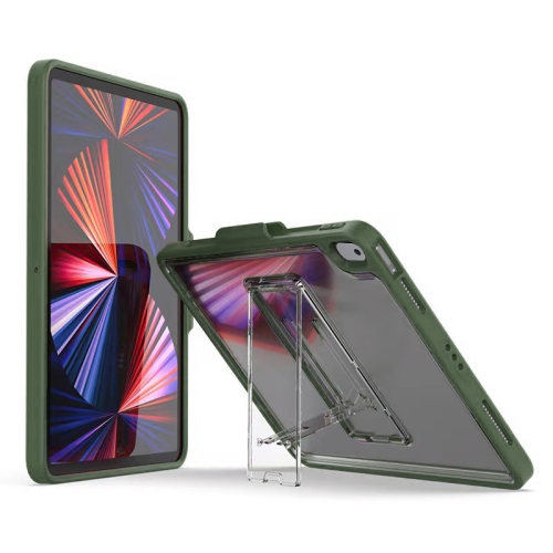 

Mutural Transparent Holder Tablet Case For iPad 10.2 2021 / 2020 / 2019 / 10.5(Army Green)