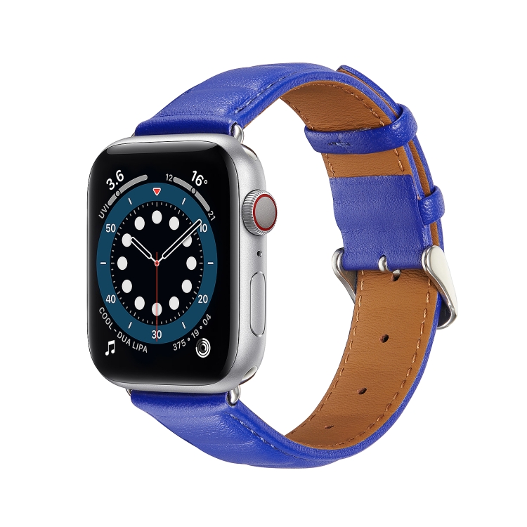 

Genuine Leather Watch Band For Apple Watch Series 8&7 41mm / SE 2&6&SE&5&4 40mm / 3&2&1 38mm(Blue)