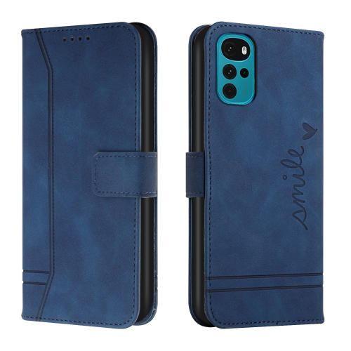 

For Motorola Moto G22 Retro Skin Feel Horizontal Flip Leather Phone Case(Blue)