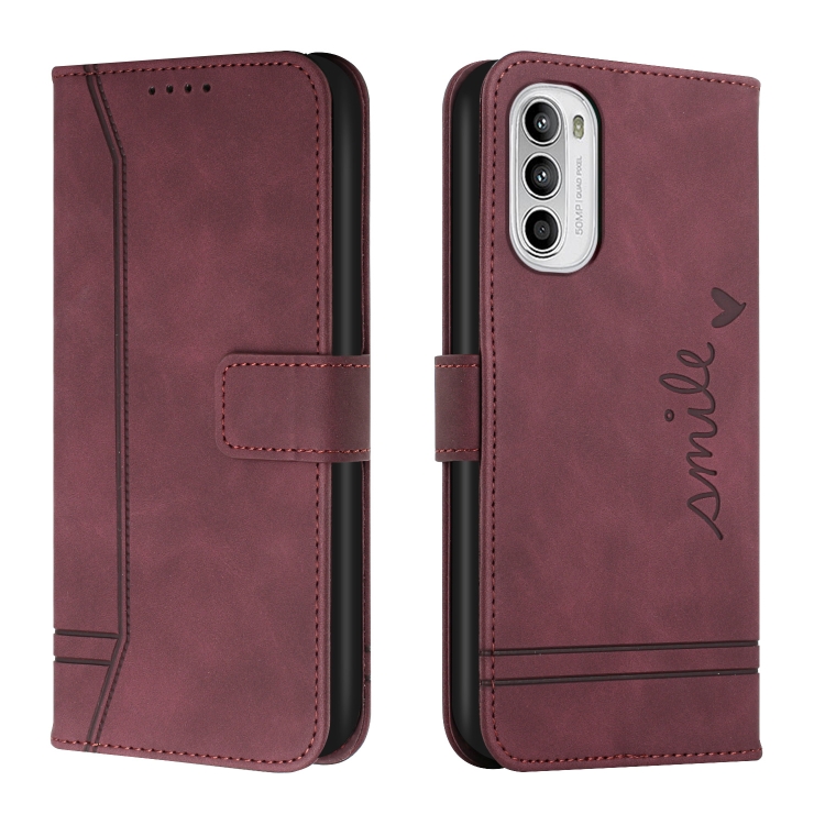 

For Motorola Moto G52 Retro Skin Feel Horizontal Flip Leather Phone Case(Wine Red)