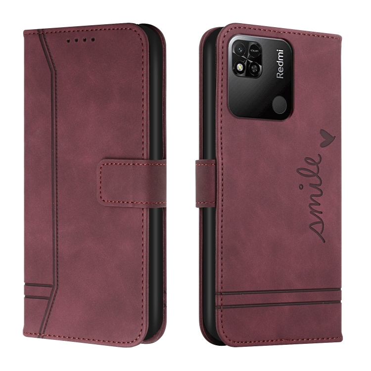 

For Xiaomi Redmi 10A Retro Skin Feel Horizontal Flip Leather Phone Case(Wine Red)