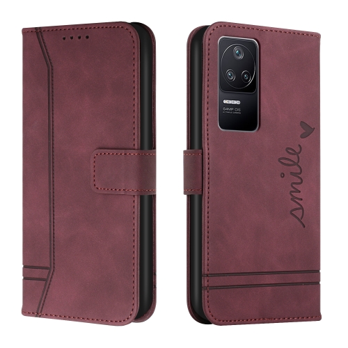 

For Xiaomi Poco F4 Retro Skin Feel Horizontal Flip Leather Phone Case(Wine Red)