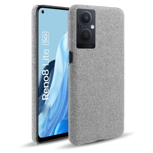 

For OPPO Reno8 Lite Cloth Coated Hard Plastic Phone Case(Light Grey)