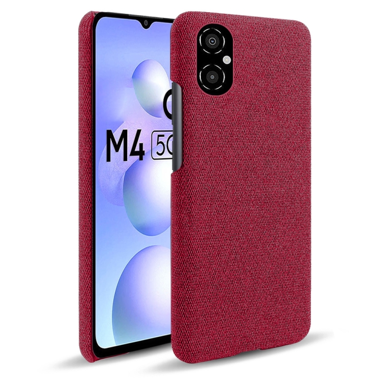 

For Xiaomi Poco M4 5G Cloth Coated Hard Plastic Phone Case(Red)