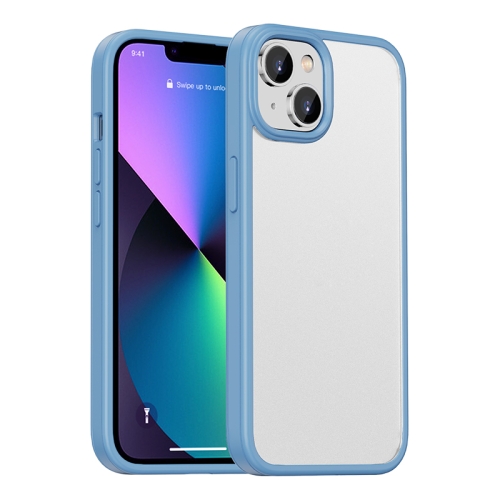 

For iPhone 14 Shadow Series Frosted Airbag Shockproof Phone Case (Light Blue)