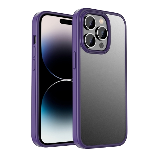 

For iPhone 14 Pro Shadow Series Frosted Airbag Shockproof Phone Case(Purple)