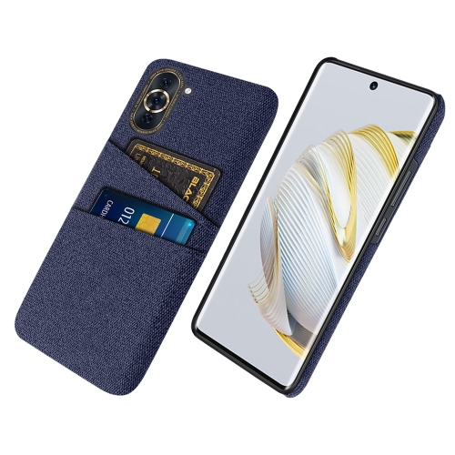 

For Huawei nova 10 Pro Cloth Coated Hard Plastic Card Slots Phone Case(Blue)