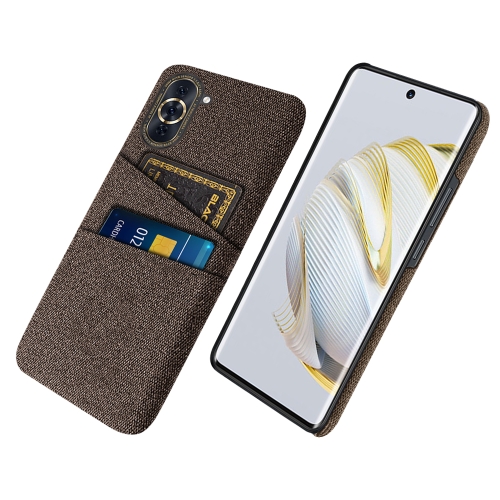 

For Huawei nova 10 Cloth Coated Hard Plastic Card Slots Phone Case(Brown)