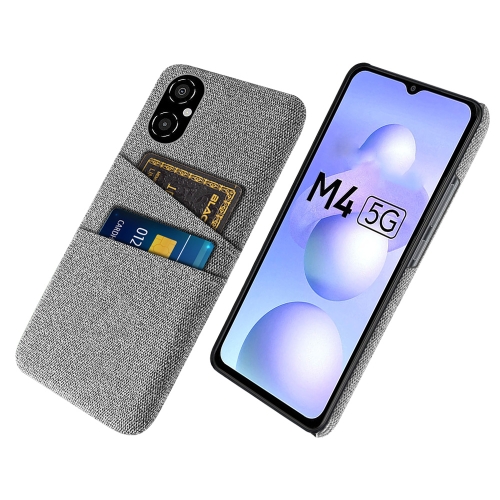 

For Xiaomi Poco M4 5G Cloth Coated Hard Plastic Card Slots Phone Case(Light Grey)
