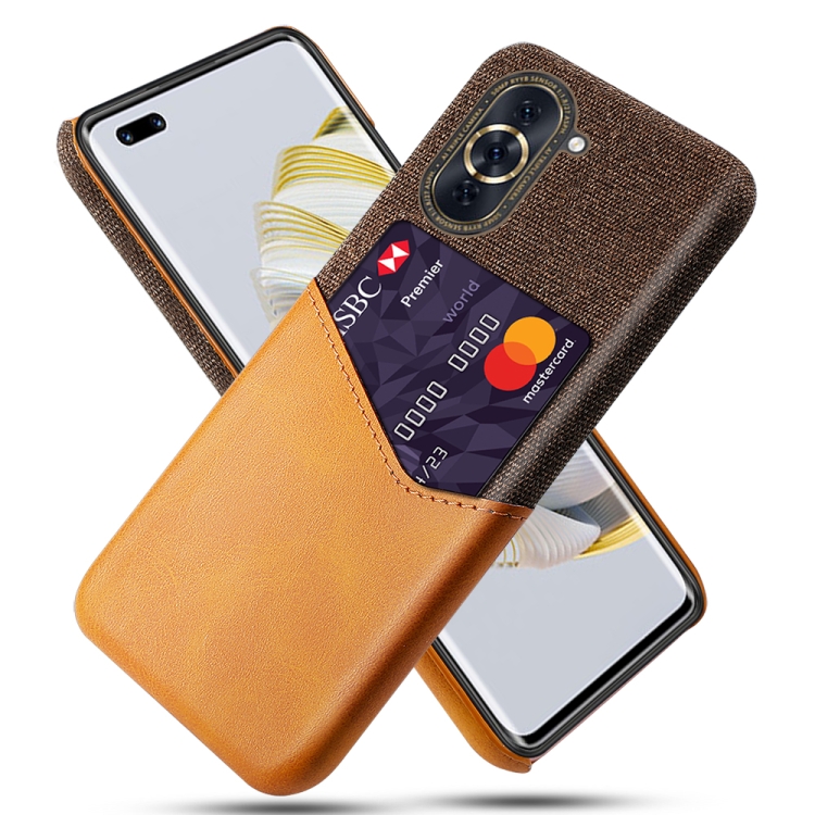 

For Huawei nova 10 Cloth Texture PC + PU Leather Back Cover Shockproof Case with Card Slot(Orange)
