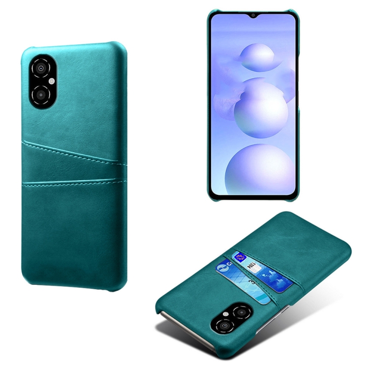 

For Xiaomi Poco M4 5G Calf Texture Card Slots PC+PU Leather Phone Case(Green)