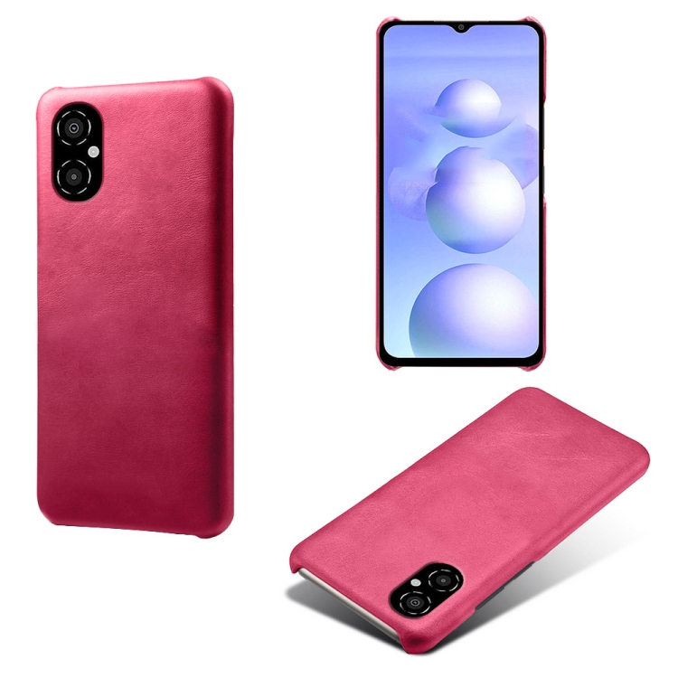 

For Xiaomi Poco M4 5G Calf Texture PC + PU Phone Case(Rose Red)