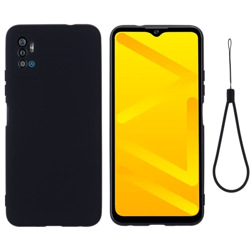 

For ZTE Blade A71 2021 Pure Color Liquid Silicone Shockproof Full Coverage Phone Case(Black)
